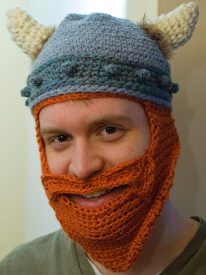 Free pattern no helmet but a funky beard the hat part could easily be