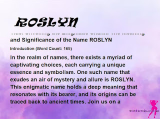 meaning of the name "ROSLYN"