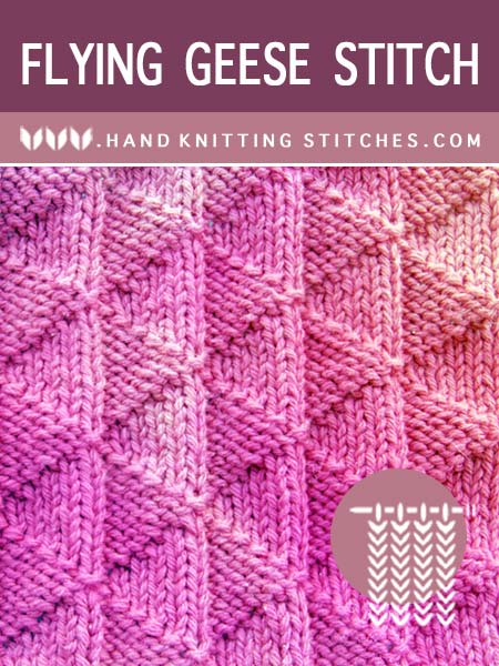 Hand Knitting Stitches - Flying Geese Knit Purl Pattern