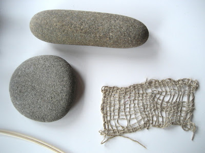 Erin Curry art- tiny weaving and stones