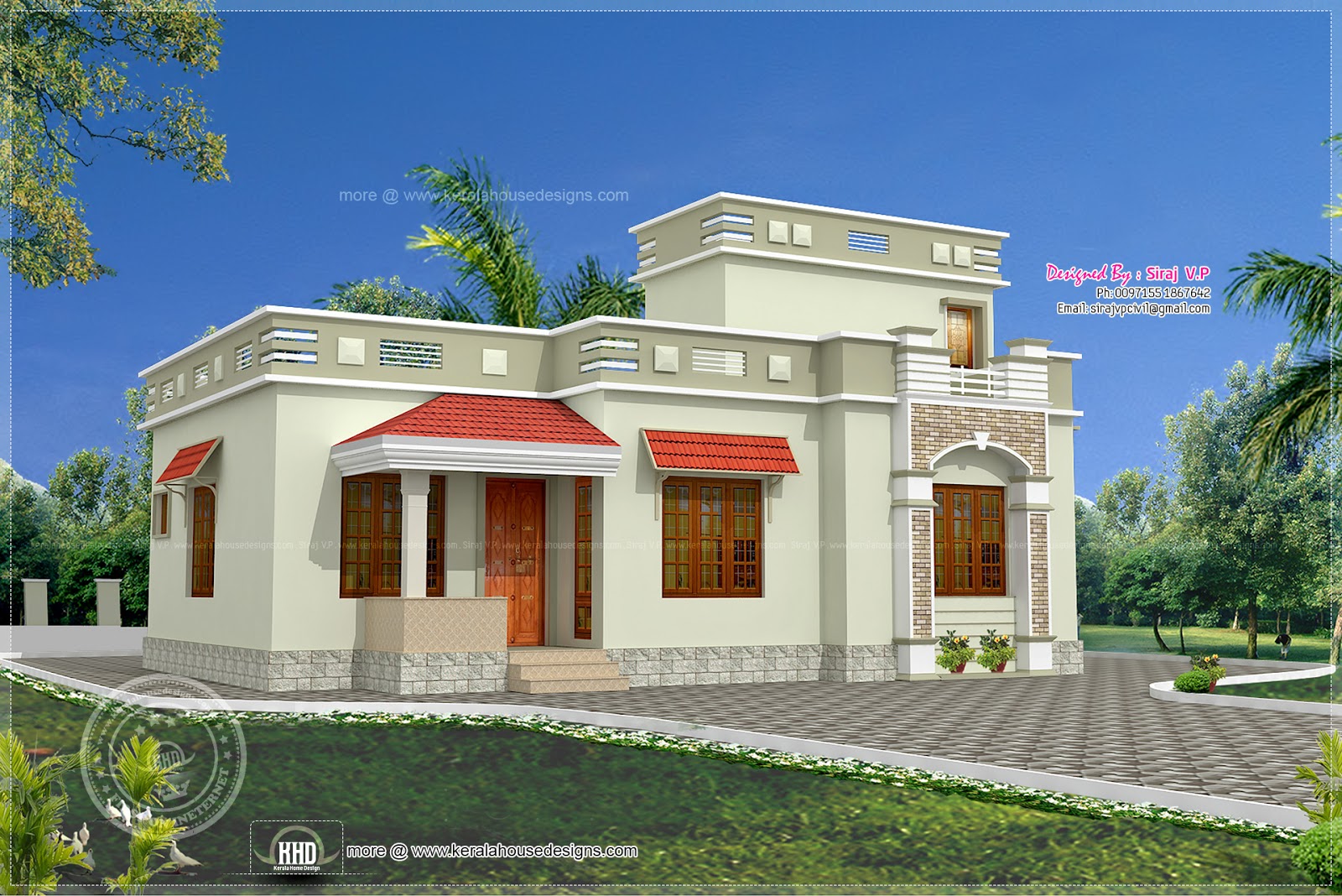 Low budget  Kerala  style  home  in 1075 sq feet House  