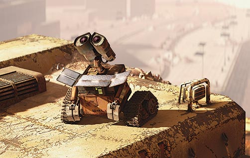 WALLE must charge his solar cells via some direct exposure to sunlight