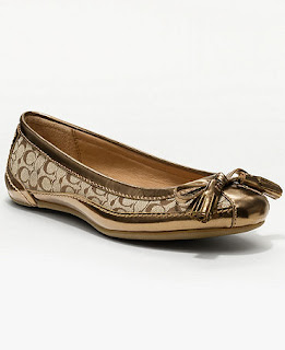 brown metallic coach flats