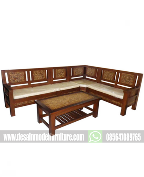 Jual kursi tamu sudut minimalis koin kayu jati murah