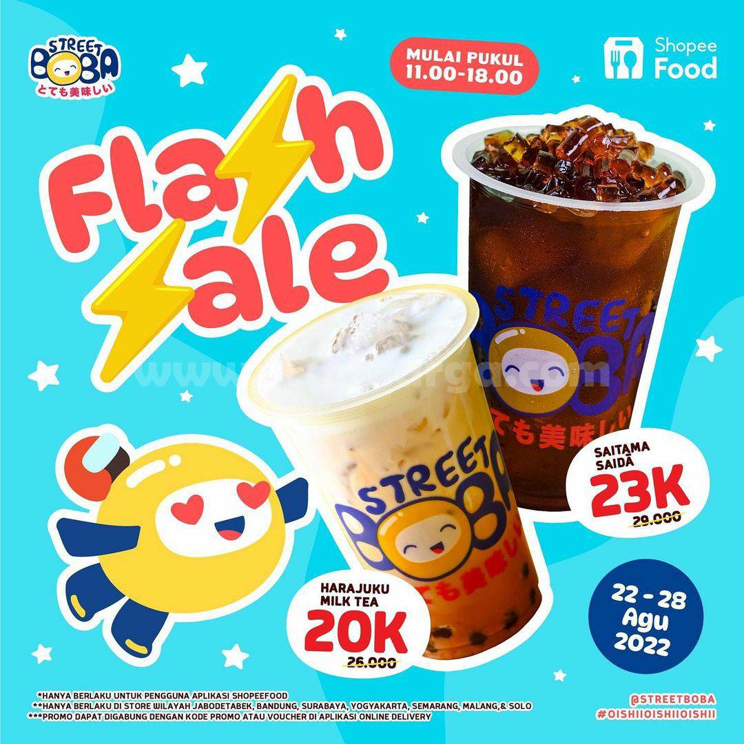 Promo STREET BOBA SHOPEEFOOD FLASH SALE 22 - 28 Agustus 2022