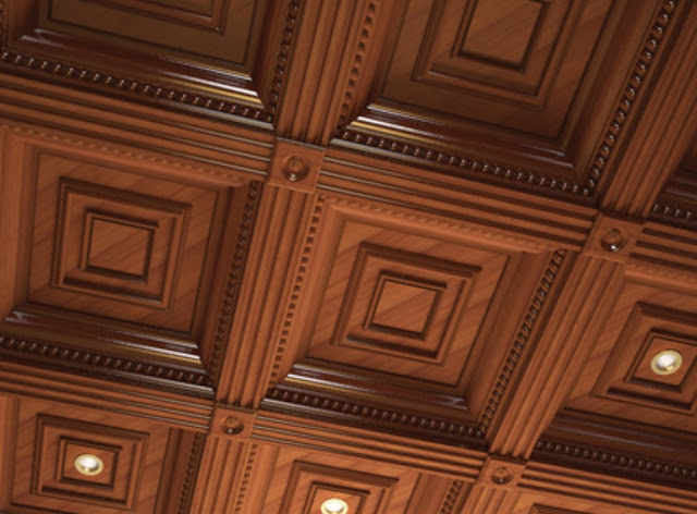 soffitto a cassettoni in legno trento