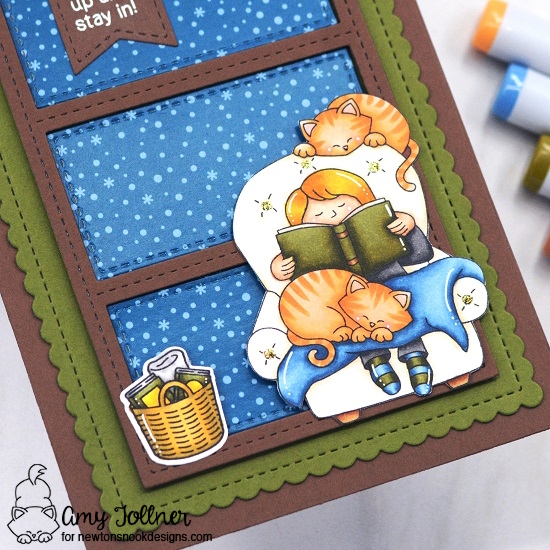 A Cozy Day In Stamp Set, Cozy Home Stamp and Die Set, A7 Frames and Banners Die Set, Frames and Flags Die Set, Christmas Time Paper Pad by Newton's Nook Designs #newtonsnookdesigns #newtonsnook #nnd #handmade