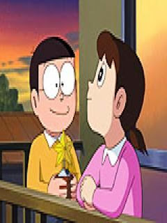 Gambar animasi kartun Nobita dan Shizuka