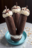 Frozen banana pops dipped in chocolate and coated with chopped nuts and shredded coconut on a tray