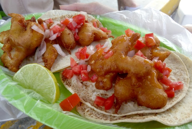 Shrimp tacos at Kuni in Playa del Carmen, Mexico