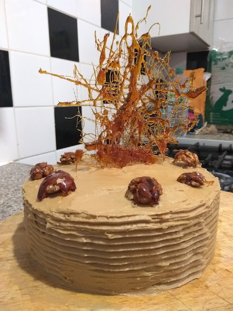 Caramel Poppy Seed Walnut Cake 