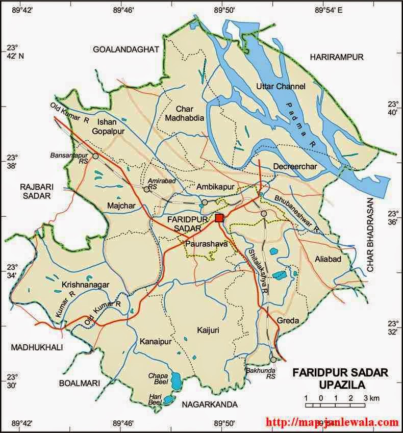 faridpur sadar upazila map of bangladesh
