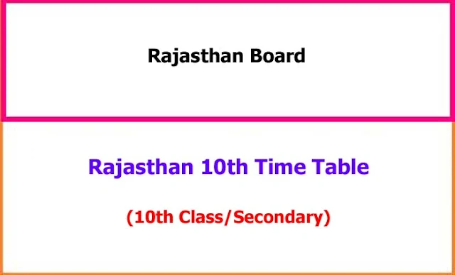 Rajasthan 10th Exam Time Table 2024