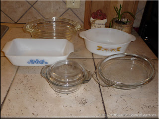 Anchor Hocking Fire King casserole dishes and bread pan