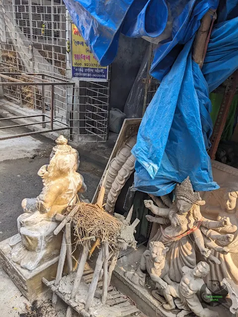 Ma Durga Clay Idol under construction, Kumartuli, Kolkata