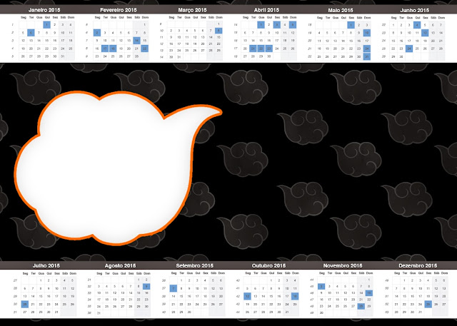 Orange and Black with Clouds Free Printable Calendar 2105.