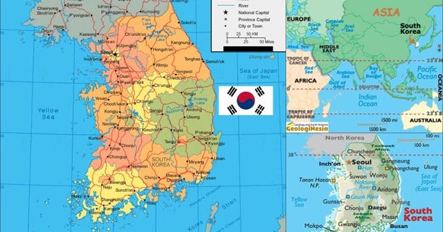  Peta  Korea  Selatan Lengkap dengan Kota Sumber Daya Alam 