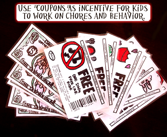 Use homemade coupons as cheap gifts to give kids an incentive to behave.