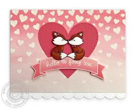 Sunny Studio Stamps: Foxy Christmas Heart Fox Love Themed card by Mendi Yoshikawa