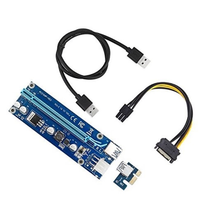 [ vualinhkienvietnam ] Cáp chuyển Riser PCI Express X1 to X16 USB 3.0 kết nối VGA rời cao cấp có LED