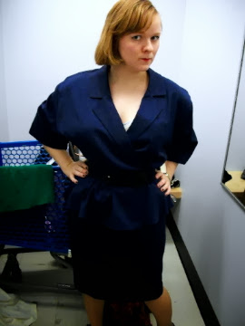 80's does 50's Peplum suit-dress, dark purple, Adventures in the Past Blog