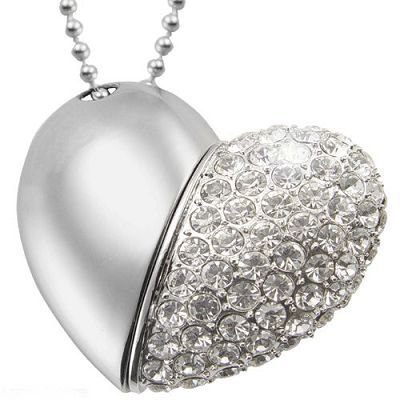 Crystal Heart Shape Necklace Pendrive