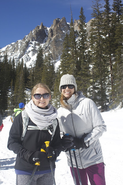 Lisa and Amanda Snowshoeing Rocky Mountain