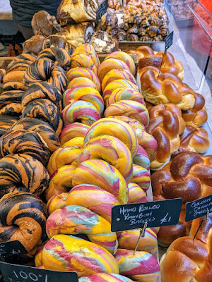 Rainbow bagels at Borough Market in London