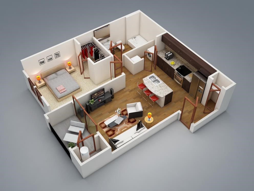 10 1 Bedroom Design Ideas-2  Bedroom Apartment/House Plans 1,Bedroom,Design,Ideas