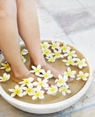 foot bath with flowers