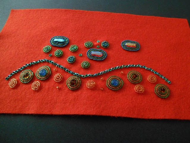 Free Form Bead Embroidered Ocean Scene