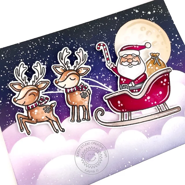 Sunny Studio Stamps: Reindeer Games Holiday Card by Kavya (featuring Santa Claus Lane)