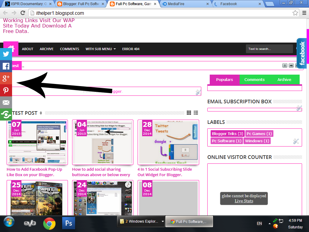 Floating Social Bar For Blogger.