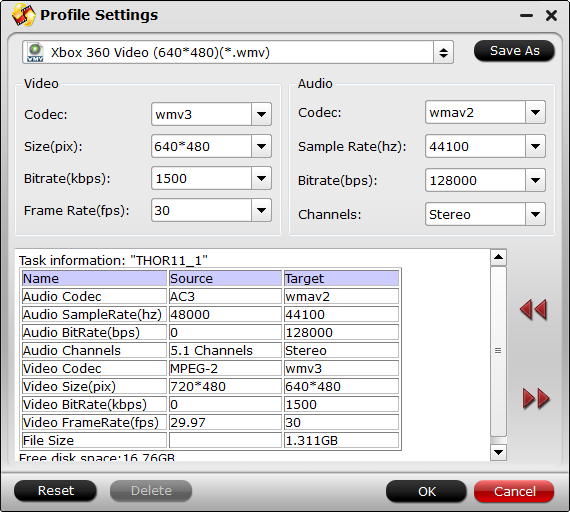 xbox 360 wmv settings