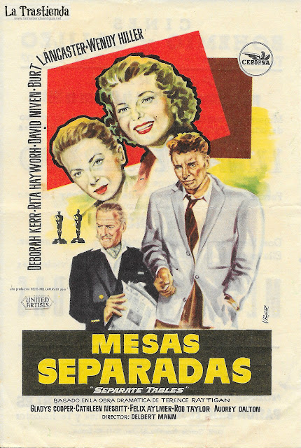 Mesas Separadas - Programa de Cine - Deborah Kerr - Rita Hayworh - Burt Lancaster - David Niven