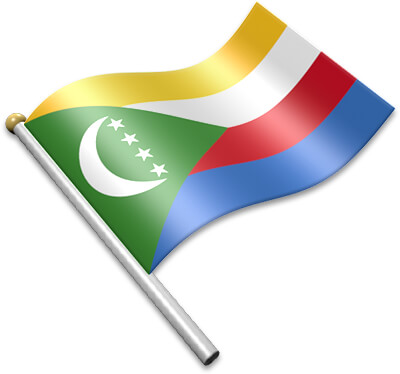 The Comoran flag on a flagpole clipart image