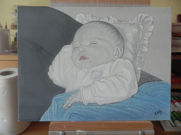 Baby Boy by Ruth Kelly, Acrylic portrait, www.ruths-world.com