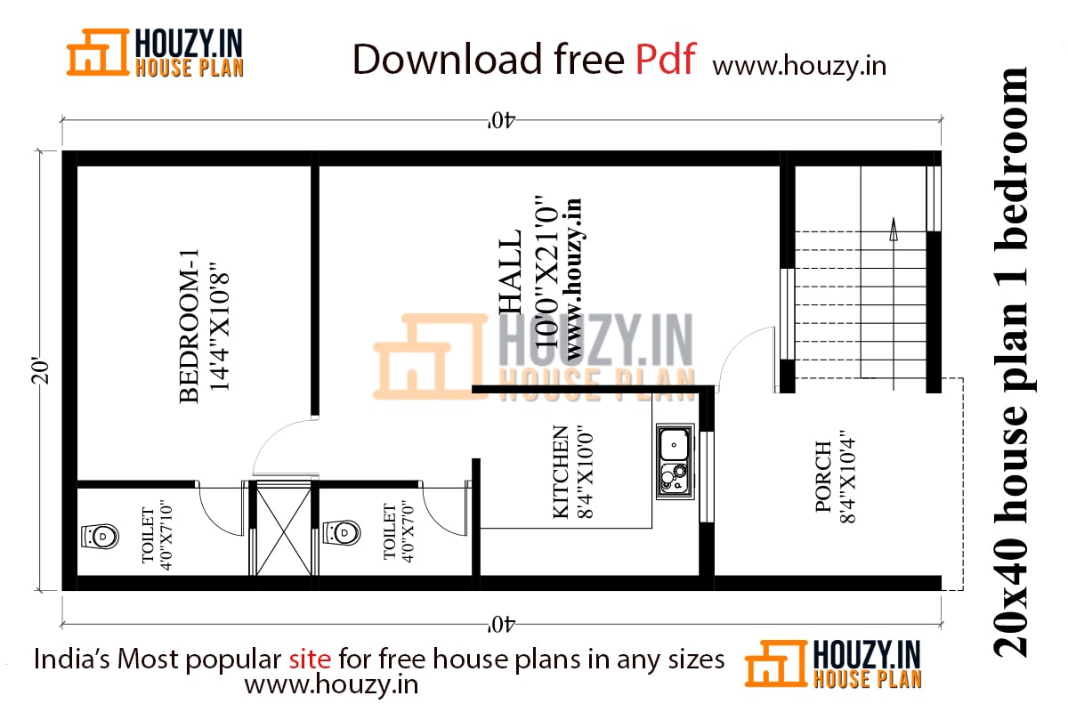 20x40 house plans with 1 bedroom