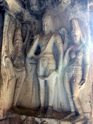 Aihole Ravalaphadi Bhringi Shiva Parvati Ganga-Yamuna