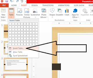 cara membuat tabel di dalam slide presentasi power point 2013 dengan mudah