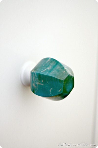 aqua knobs, white dresser
