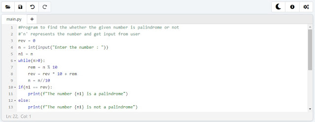 Python - Given Number is Palindrome or Not Program