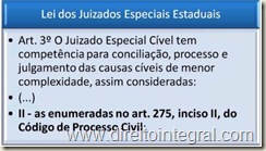 Lei dos Juizados Especiais Estaduais - Art. 3º, II - Competência.