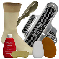 Shoe Store Collage - Try-On Socks, Brannock Device, Halter, Tongue Pad, Heel Grip, Shoe Stretch and Professional Shoe Horn