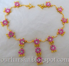Baby Pink and White Stone studded Necklace (2)