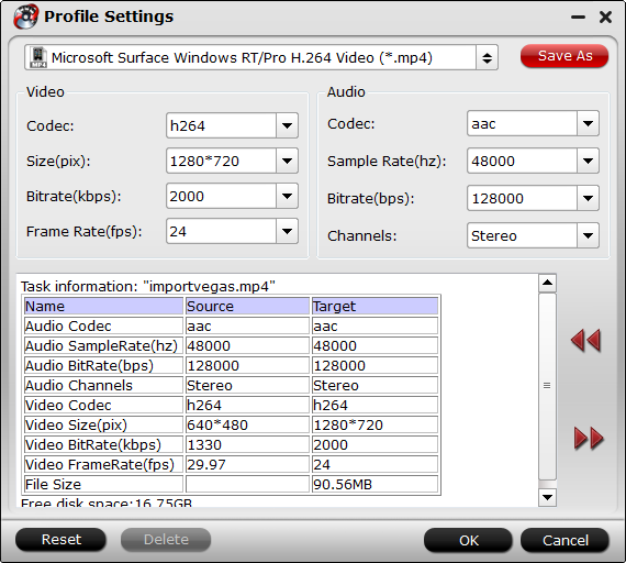 Surface Format Settings