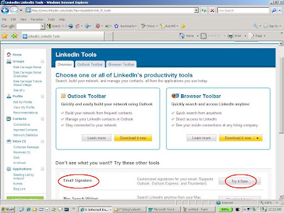 Linkedin Tools page.