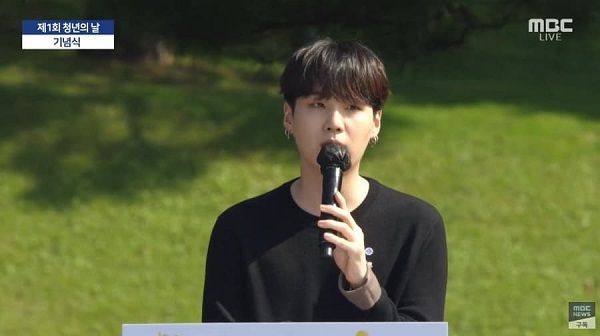 Suga BTS speech di Korea's First Youth Day