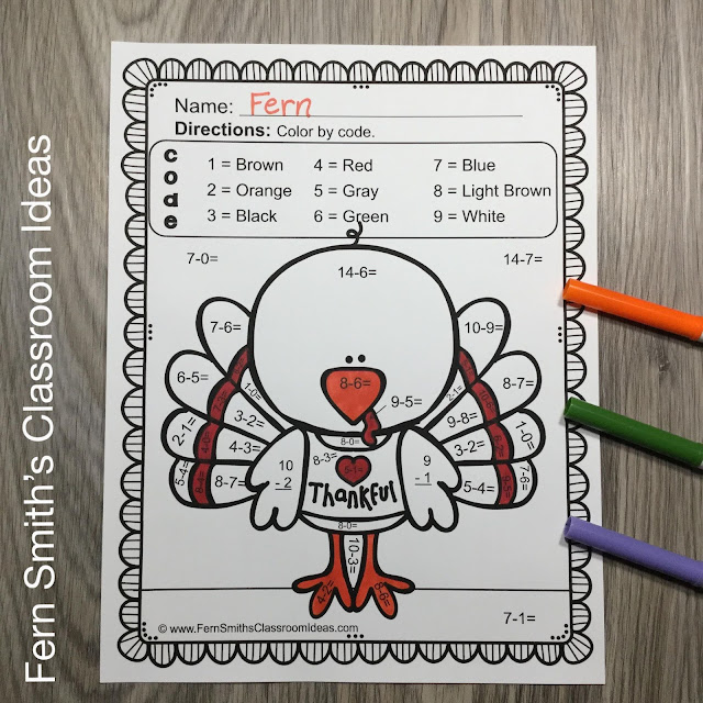 Getting your boys and girls to study their basic addition and basic subtraction facts can be tricky! But I have some Color By Number addition and subtraction worksheets for Thanksgiving that your students will love! Let them review important first grade and second grade math skills, but still brings the joy of coloring into your classroom today with this Thanksgiving Color By Number Addition and Subtraction Bundle!