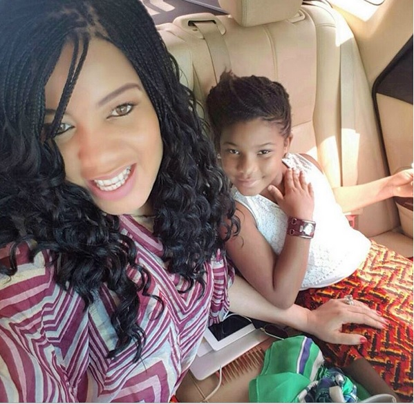 Monalisa Chinda and her daughter rock matching Ankara skirts